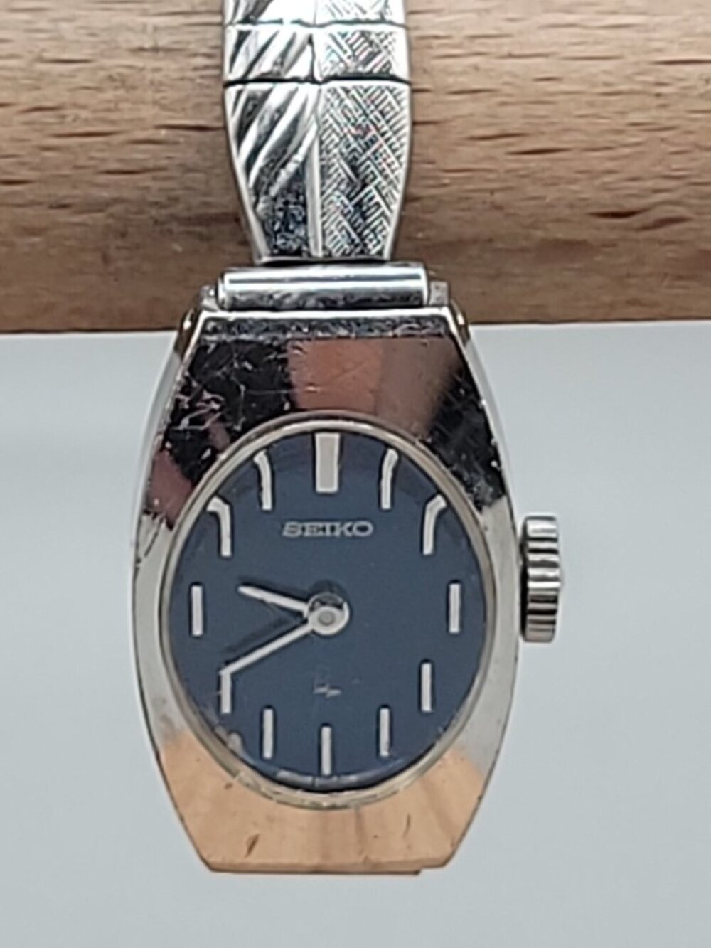 VTG 1971 Seiko 11-7039 Ladies Mechanical Watch Blue Dial 17mm 6" Textured Band - Picture 5 of 16